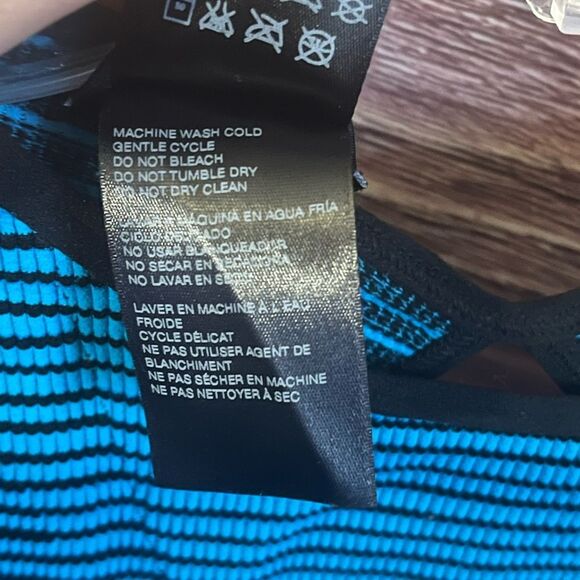 Bebe Bodycon Blue and Black Striped Dress. Size Small. - Picture 2 of 6